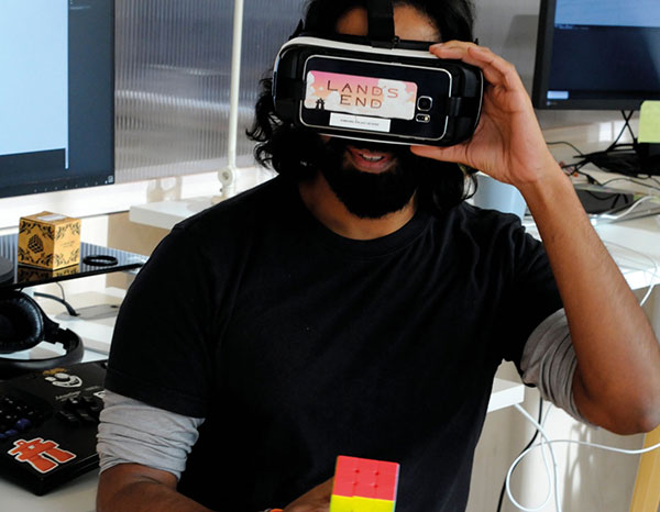 UsTwo employee with VR headset on
