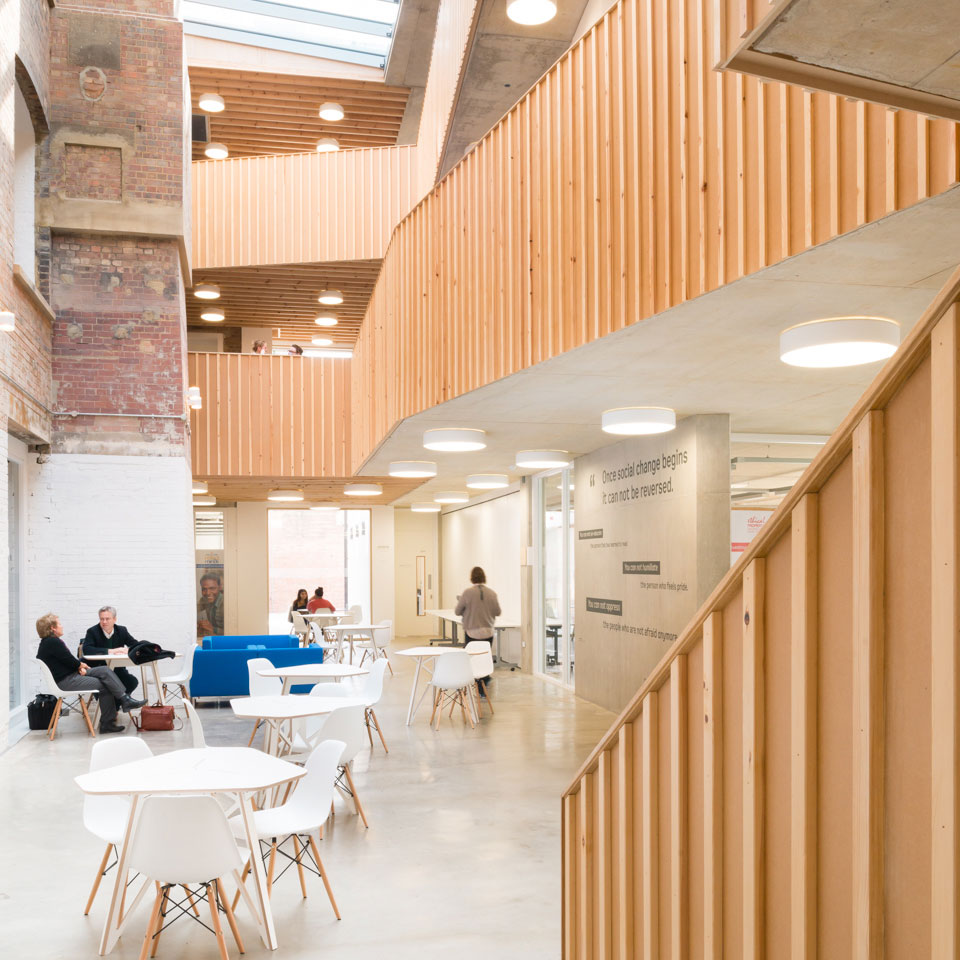 Inside the atrium of The Foundry