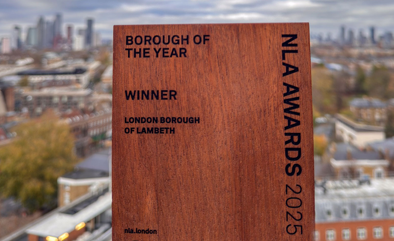 NLA Borough of thee year award overlooking Lambeth