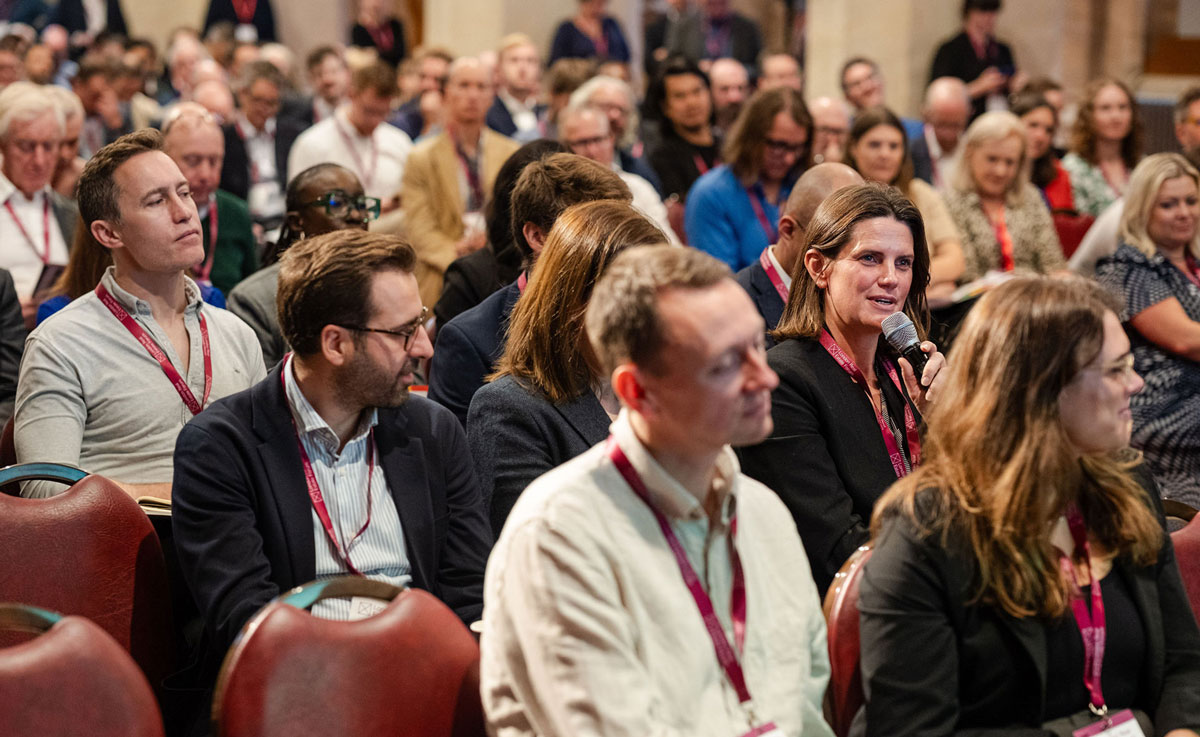 A crowd of people listening to the Lambeth Growth Plan panel session at the London Real Estate forum 2025