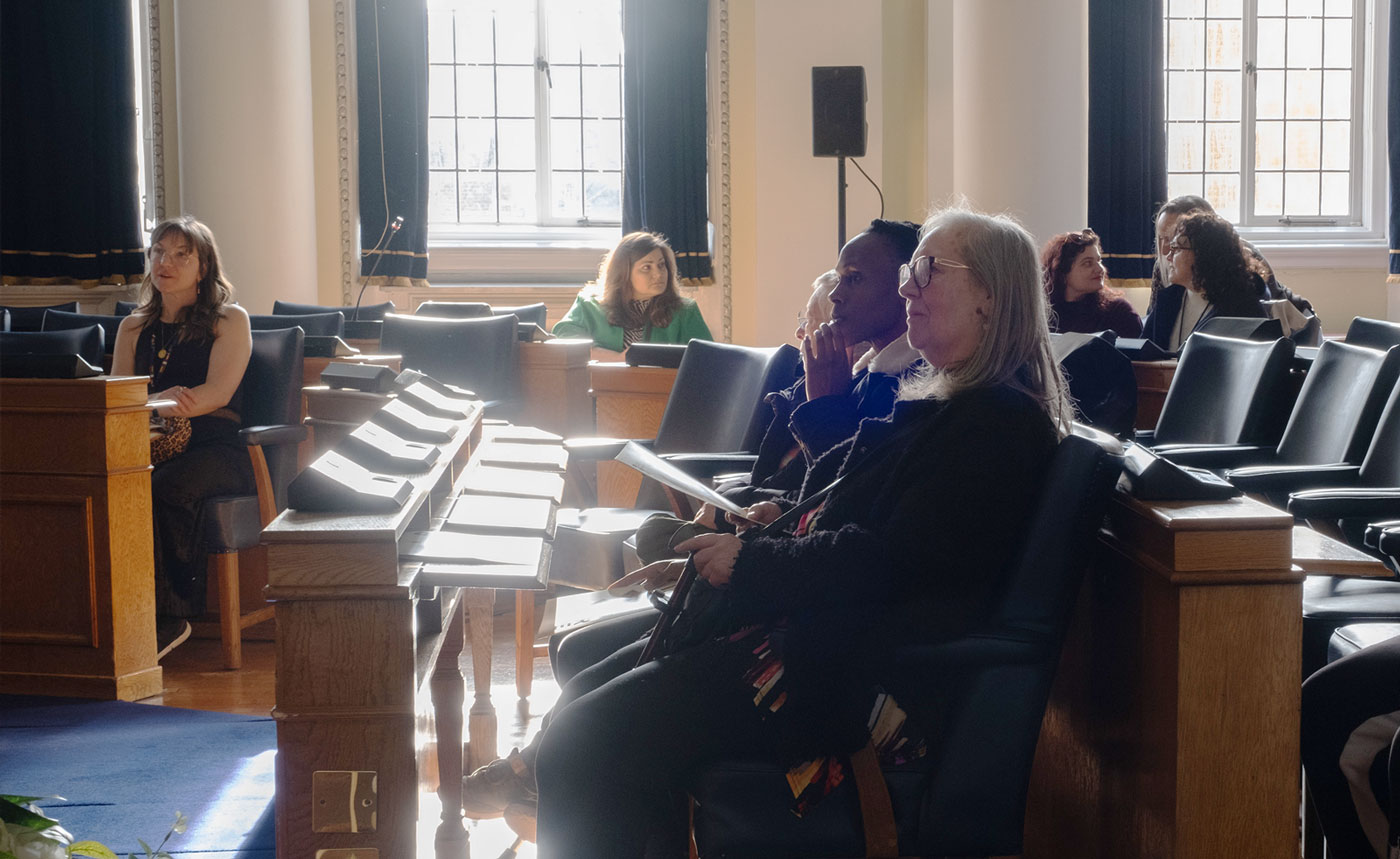 Guests watching the conductor in the councillors chambers in Lambeth's Townhall