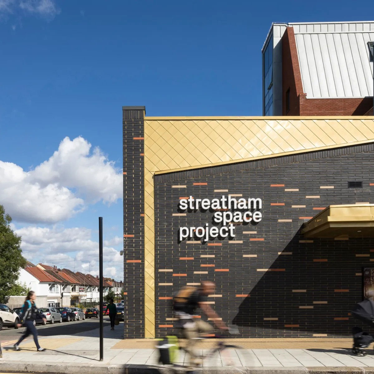 Exterior of the former Streatham Space Project building, a modern cultural venue set to reopen in 2026