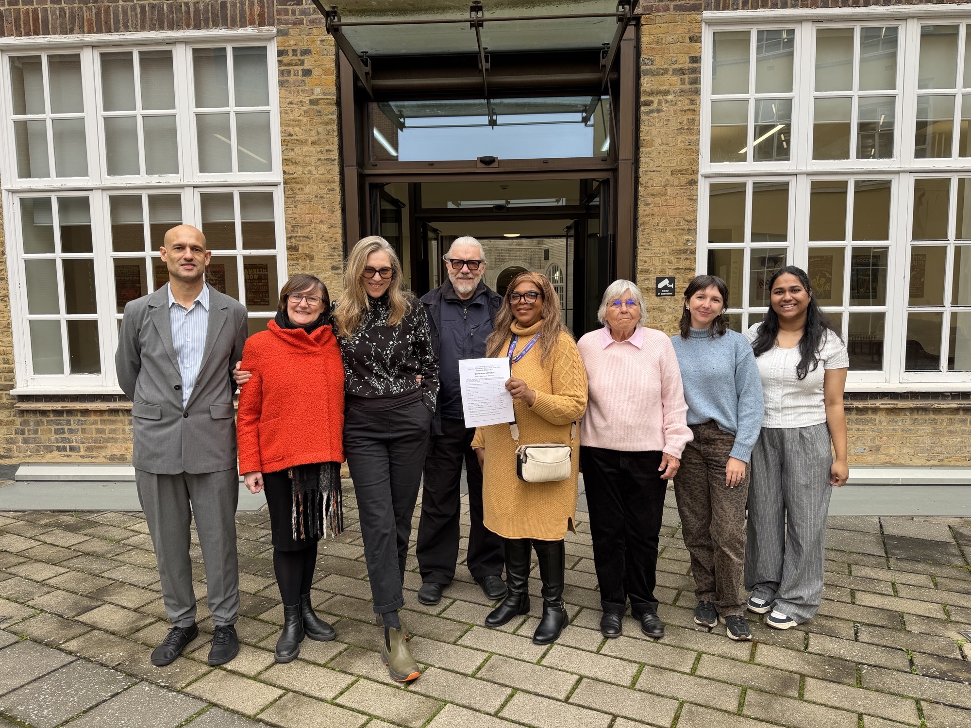 Members from Station to Station BID and Lambeth Council stood outside Lambeth Town Hall following ballot results