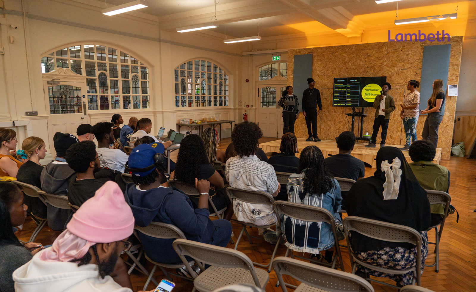 Young people watching a presentation