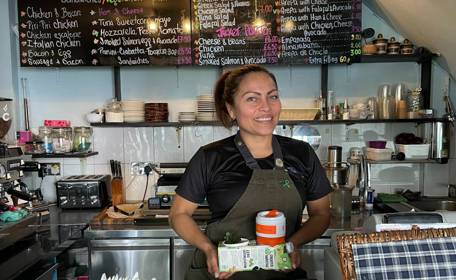 A portrait of a business owner recipient of the business grant